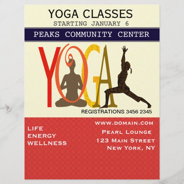 Flyer Fitness Exercise Pilates Yoga Modern Personalized (Frente)