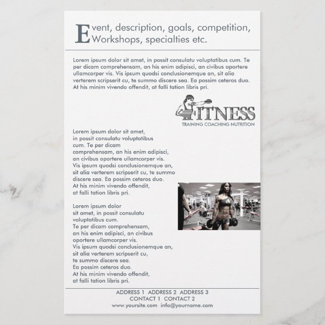 Flyer FITNESS ~ Volante, invitación (Frente)