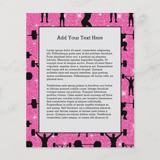 Flyer Fitness Workout Gym Sport Purpurina Rosa (Frente)