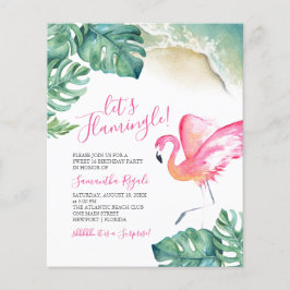 Flyer Flamingo Rosado Tropical Presupuestario Fiesta de