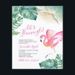 Flyer Flamingo Rosado Tropical Presupuestario Fiesta de<br><div class="desc">Esta encantadora invitación a la fiesta de cumpleaños número 16 incluye las palabras "Let's Flamingle" con el nombre del invitado de honor puesto en una moderna tipografía escrita a mano con detalles del evento en un clásico tipo de letra serif. Diseñado usando mi flamingo rosa color de agua original, hojas...</div>