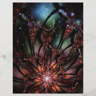 Flyer Flor de fantasía fractal suave y tierna