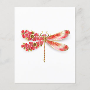 Flyer Flor libélula con sakura de joyas