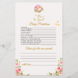 Flyer Flor rosa y dorada tema es una ducha de bebé chica