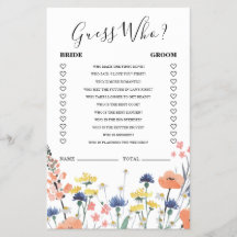 Flor silvestre ducha de novia Adivinen quién juego