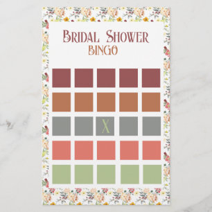 Flyer Floral Bridal Shower Bingo