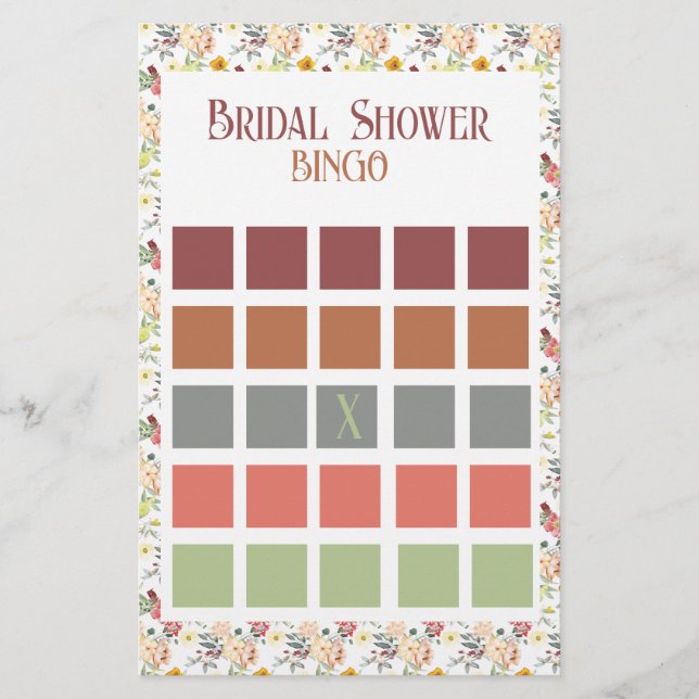 Flyer Floral Bridal Shower Bingo (Frente)