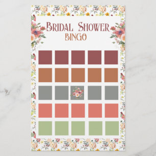 Flyer Floral Bridal Shower Bingo