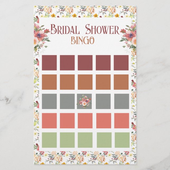 Flyer Floral Bridal Shower Bingo (Frente)