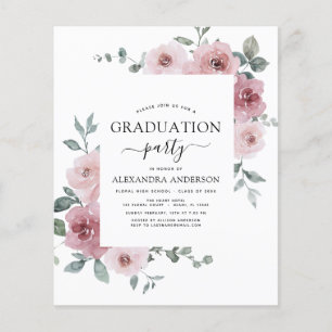 Flyer Floral de graduación de rosa rosado en el presupue