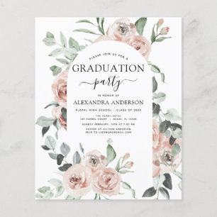 Flyer Floral de graduación rosada en el presupuesto 2022