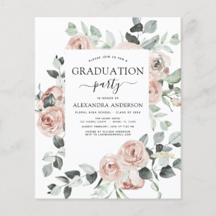 Flyer Floral de graduación rosada en el presupuesto 2022