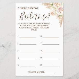 Flyer Floral Dónde estaba la tarjeta de ducha de novia