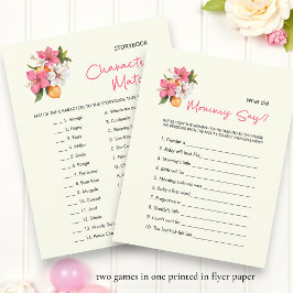 Flyer Floral double sided Baby Shower Games