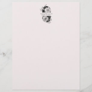 Flyer Floral elegante en blanco y negro