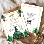 Flyer Floral Emerald Green Gold Boots Caballo Quinceaner<br><div class="desc">Celebre una quinceañera única con una invitación a los Boots & Caballos de oro y verde esmeralda floral. Este diseño único combina detalles florales elegantes con un encanto rústico, con tonos verdes esmeraldas y acentos dorados brillantes. Con elegantes botas de vaquero y un majestuoso caballo, es perfecto para una quinceañera...</div>
