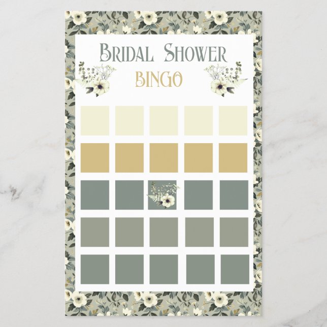 Flyer Floral Floral Olive Blossoms Brillante Shower Bing (Frente)
