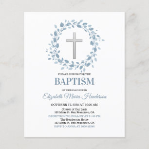 Flyer Floral & Gold/BUDGET - Invitación al bautismo Chic