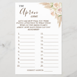 Flyer Floral La tarjeta de juego Apron Bridal con ducha