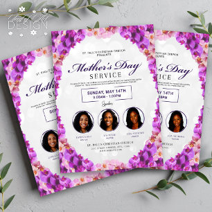 Flyer Floral Marco floral Día de la Madre Iglesia Servic