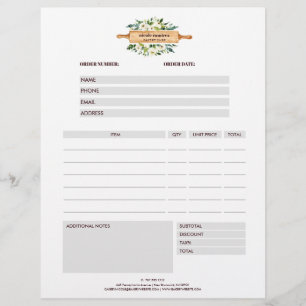 Flyer Floral Panadería Rolling Pin Gray Order Form