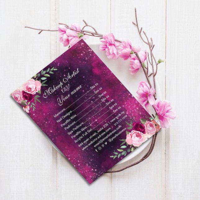 Flyer Floral Purple Eggplant Mystical Price List (#PriceListPoster #elegantpricelist #nailsalonpricelist #purpleflyer,flowers,pinkblushflowers,waterco)
