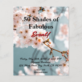Flyer Floral rosa 50 tonos de fabuloso