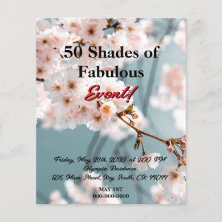 Flyer Floral rosa 50 tonos de fabuloso