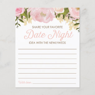 Flyer Floral rosa doble cara ducha de novia Fecha noche