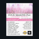 Flyer Floral rosa, servicio de jardinería, Horticulturis<br><div class="desc">Floral rosa,  Servicio de jardinería,  Volante publicitario Horticulturista por The Business Card Store.</div>