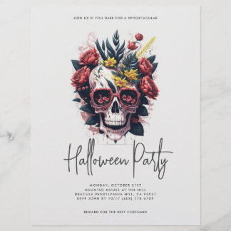 Flyer Floral Skull Halloween Party