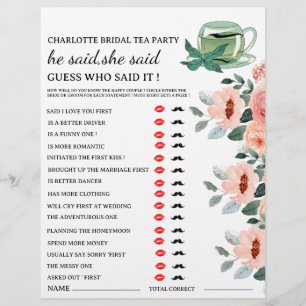 Flyer Floral Tea Fiesta Bridal Shower Game
