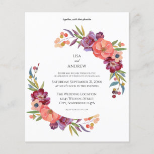 Flyer Floral tropical rosa y ciruela de presupuesto 3 vo