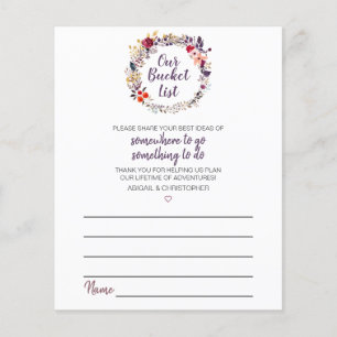 Flyer Floral Wreath Our Bucket List Briower Game