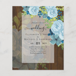 FLYER FLORALES AZUL POLVO PARA INVITACIONES DE BODA - PR