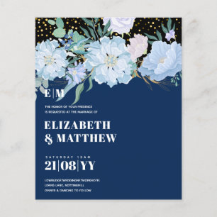Flyer Flores azules de FLYERS, el Boda de presupuesto má
