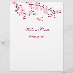 Flyer Flores de cerezo en flor en rosa blanco