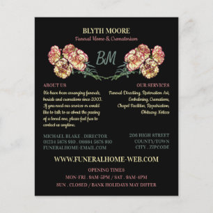 Flyer Flores de clavel, Casa de funerales, Directores