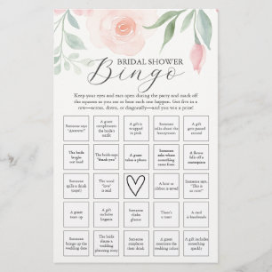 Flyer Flores de color de agua Bingo de ducha de novia