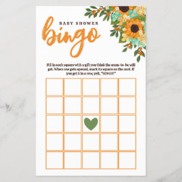 Flyer Flores de menta amarilla girasoles Bingo Baby Show