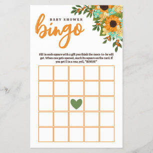 Flyer Flores de menta amarilla girasoles Bingo Baby Show