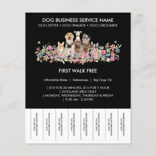 Flyer flores de Perros Negros cachorros lindos boletos