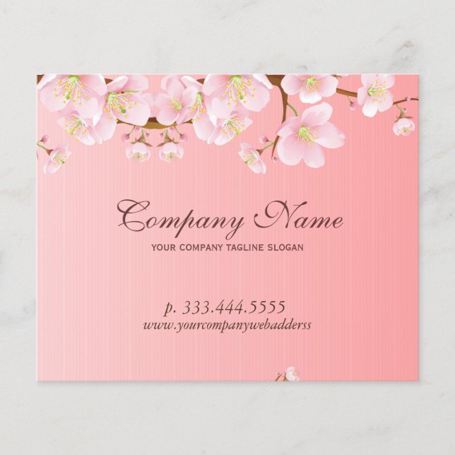 Flyer Flores de primavera blanca y rosa suave Spa natura (Frente)