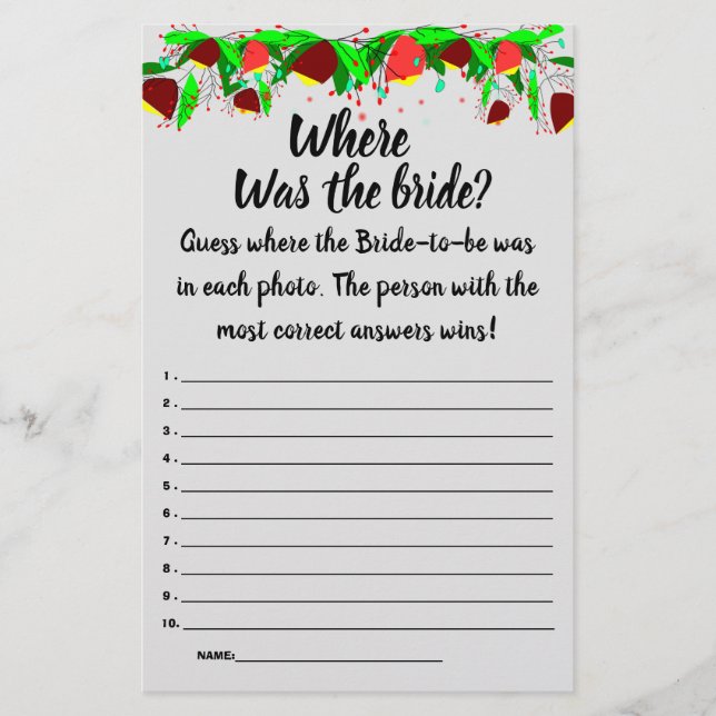 Flyer Flores ¿Dónde estaba la novia? Flauta de tarjeta d (Frente)