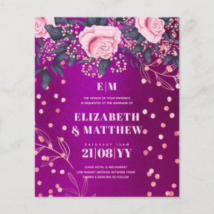 Flyer Flores rosa magenta, Bodas de menor presupuesto, F