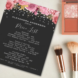 Flyer Flores rosadas botánicas con brillo de diamante Sa