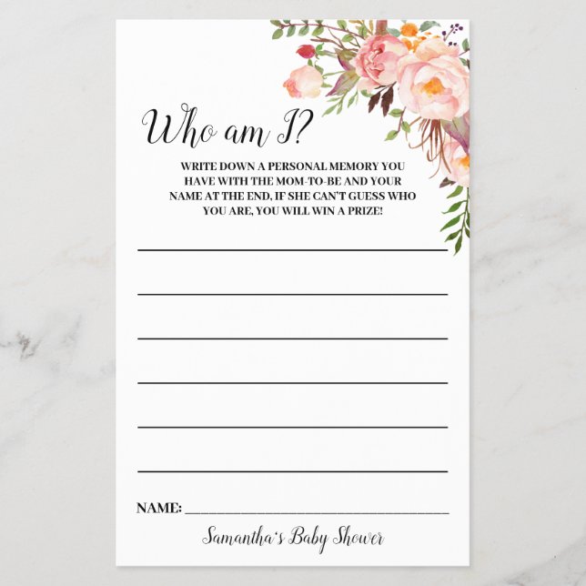 Flyer Flores rosas que soy la tarjeta de juego de Baby S (Frente)