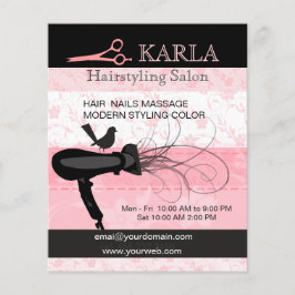 Flyer Flores rosas Salón de belleza Secador de pelo Esti