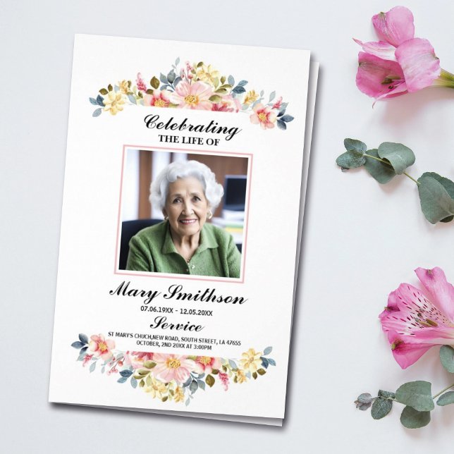 Flyer Flower Funeral Order Service Celebración de la Vid (Subido por el creador)