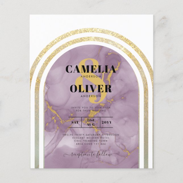 Flyer Flye Boda del arco de mármol rosa dorado todo en 1 (Frente)